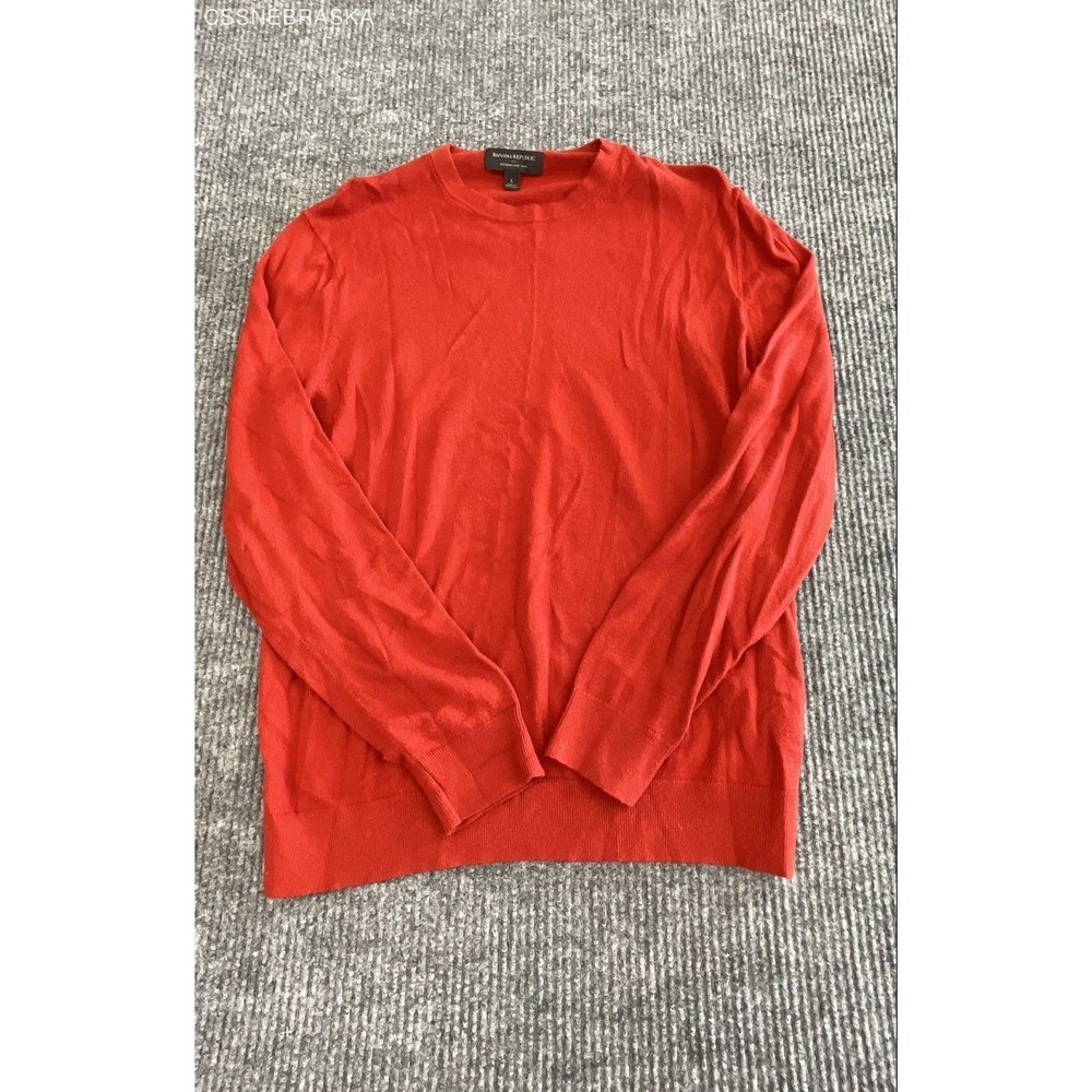 Banana Republic Red Premium Luxe Yarn Sweater Men's Crewneck Cashmere Blend - L